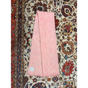 Donegal Design Pink Mohair Wool Scarf Handwoven in Ireland Soft Fluffy Fringe